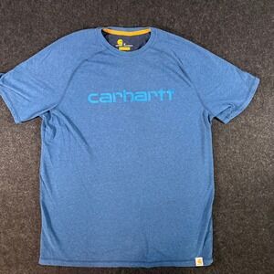 Carhartt Force T-Shirt Mens Medium Blue Relaxed Fit Graphic Logo Workwear Tee